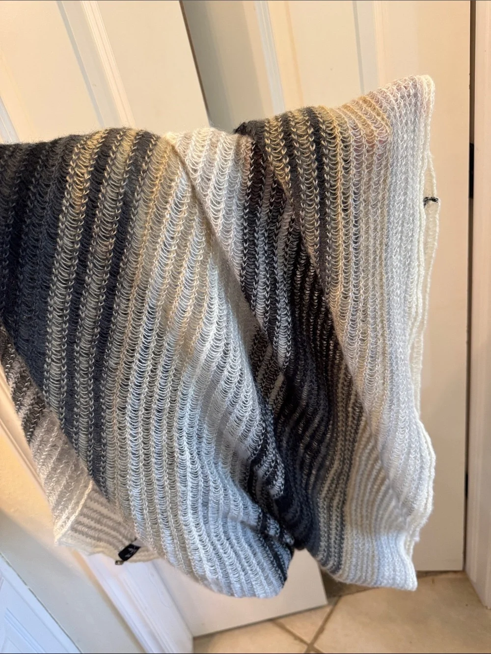 Echo Ombre Knit Infinity Scarf in Black, Gray, and Cream